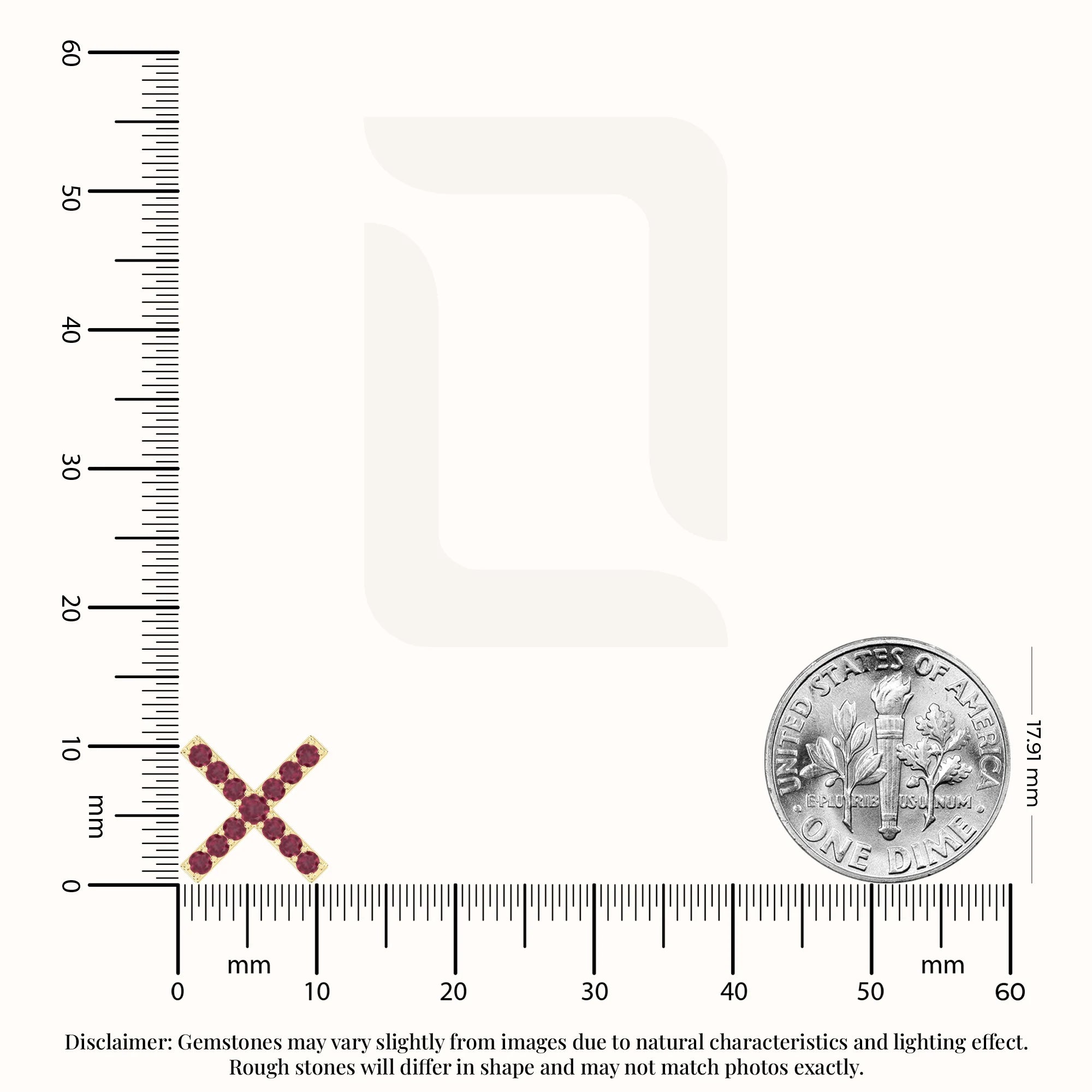 natural ruby x stud earrings in yellow gold vermeil 