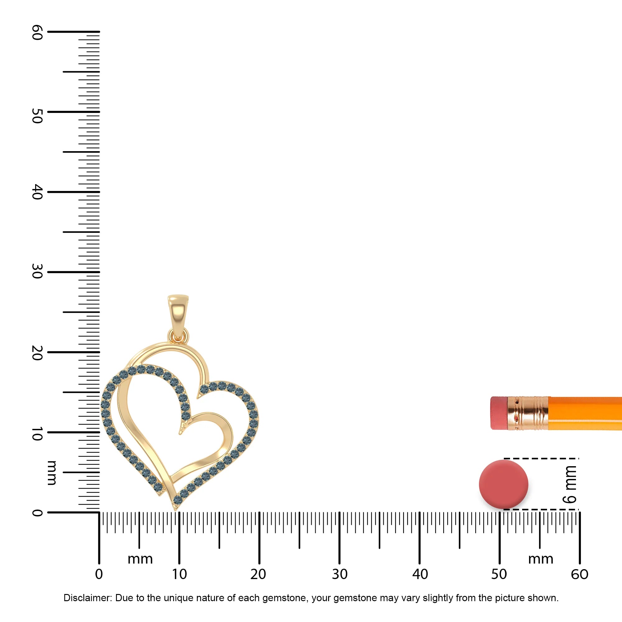 natural london-blue-topaz double heart necklaces in yellow gold vermeil 