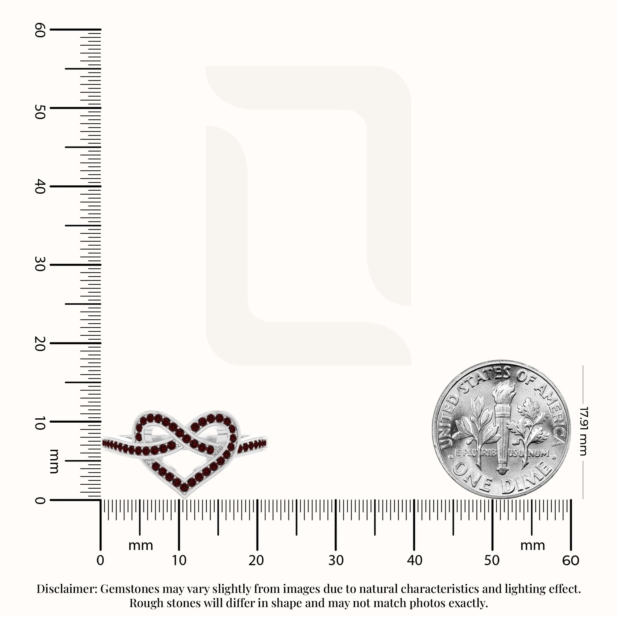 natural garnet infinity knot heart promise rings in sterling silver 