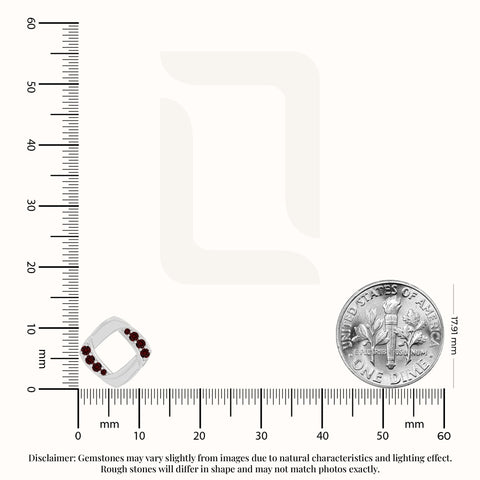 natural garnet square stud earrings in sterling silver 