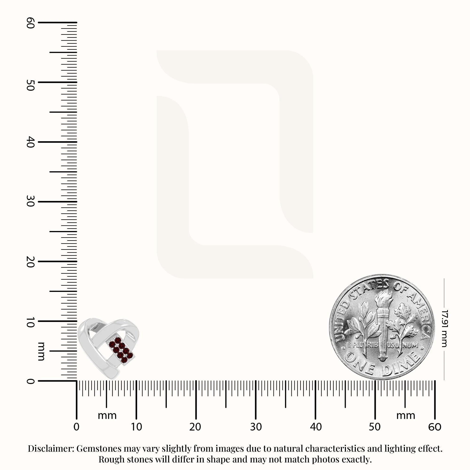 natural garnet ribbon-heart stud earrings in sterling silver 