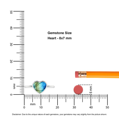 labradorite heart shape stackable bezel-set ring