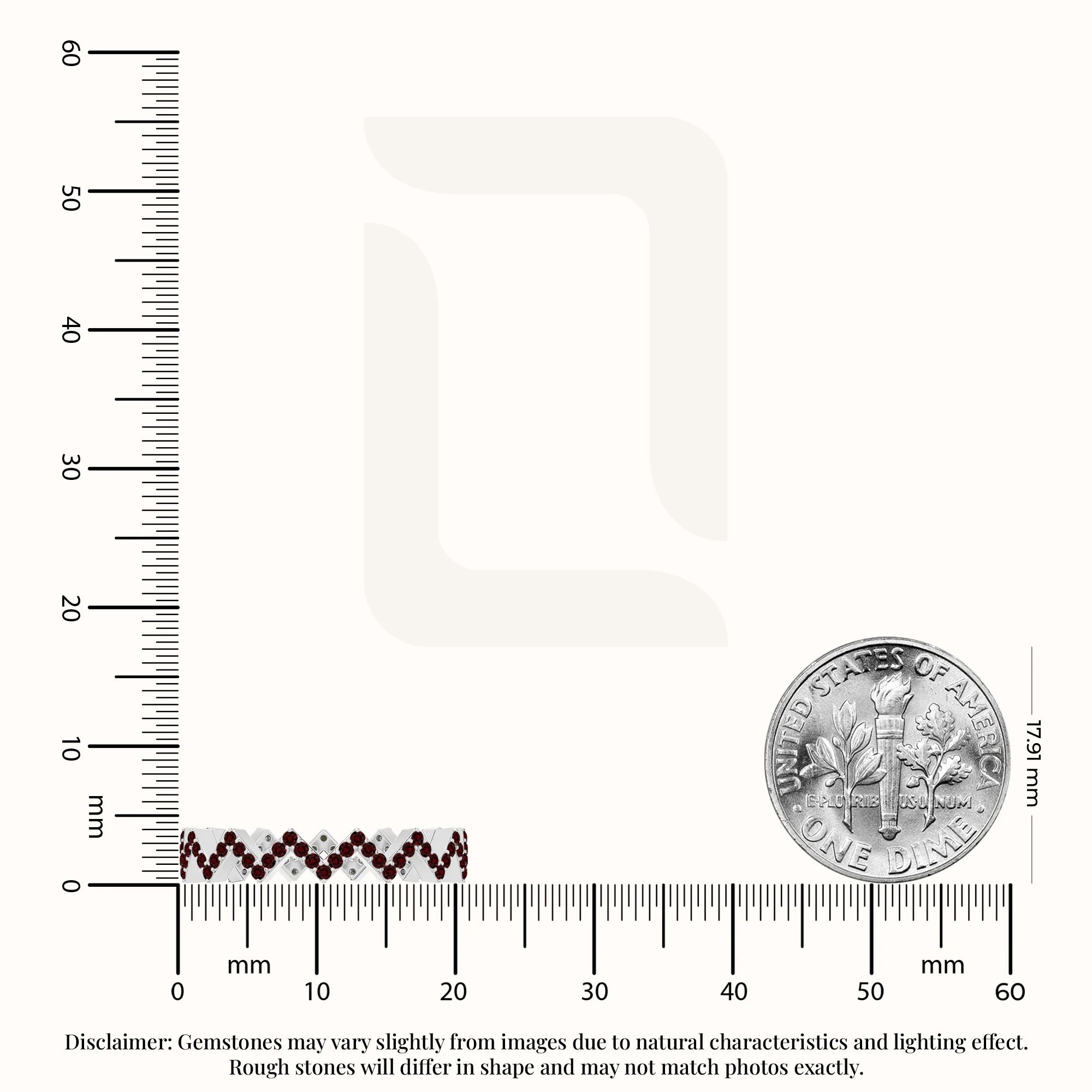 natural garnet zig-zag wedding band rings in sterling silver 