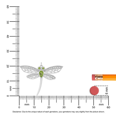 peridot dragonfly necklaces in sterling silver 