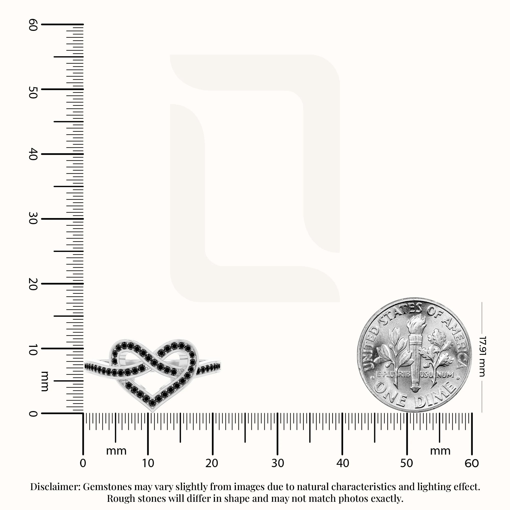 natural black onyx infinity knot heart promise rings in sterling silver 