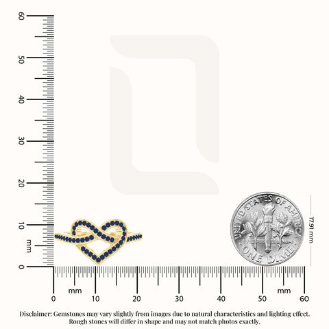 natural blue sapphire infinity knot heart promise rings in yellow gold vermeil