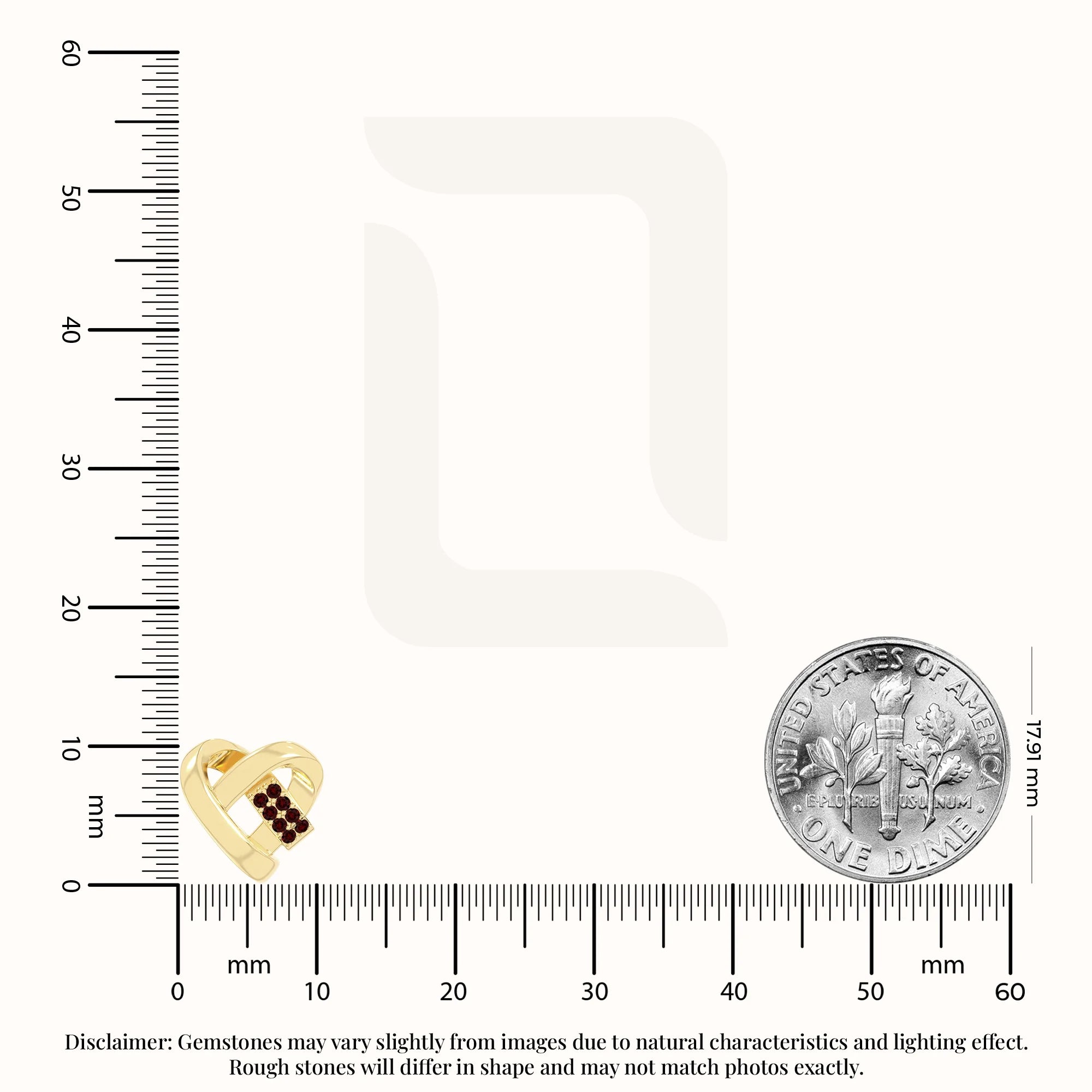 natural garnet ribbon-heart stud earrings in yellow gold vermeil 