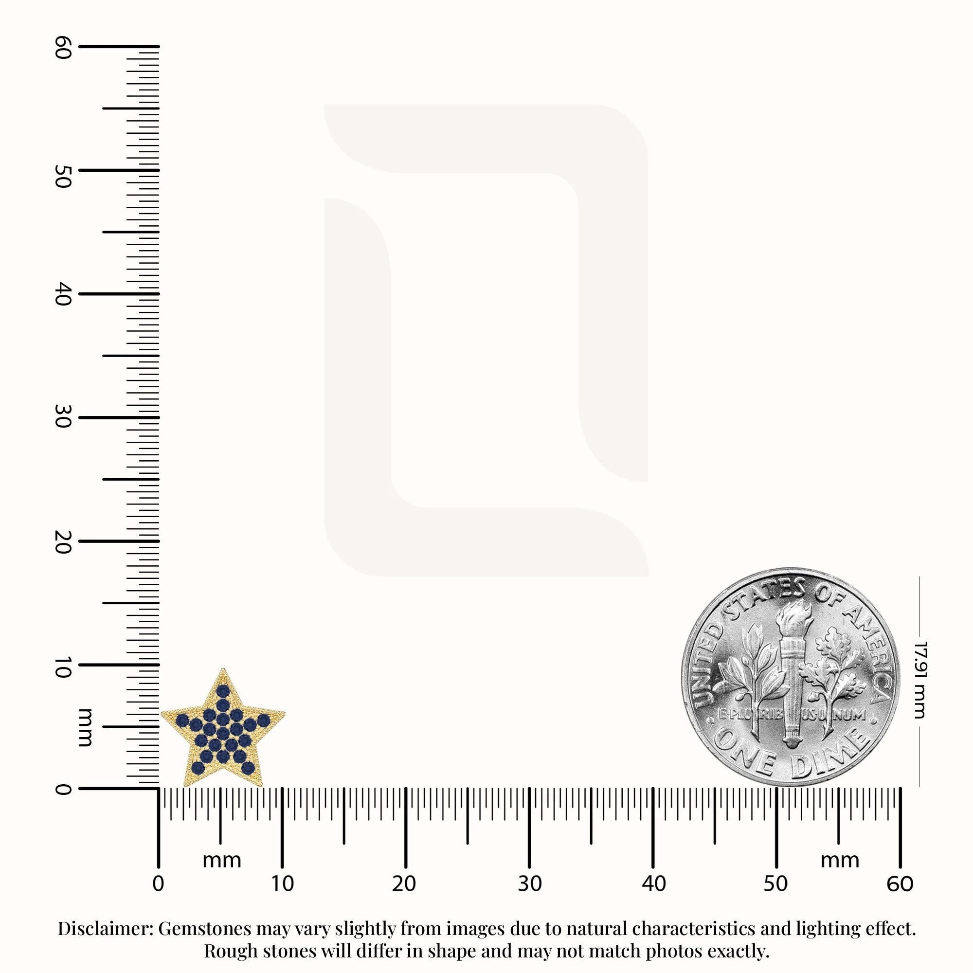 natural blue-sapphire star stud earrings in yellow gold vermeil 