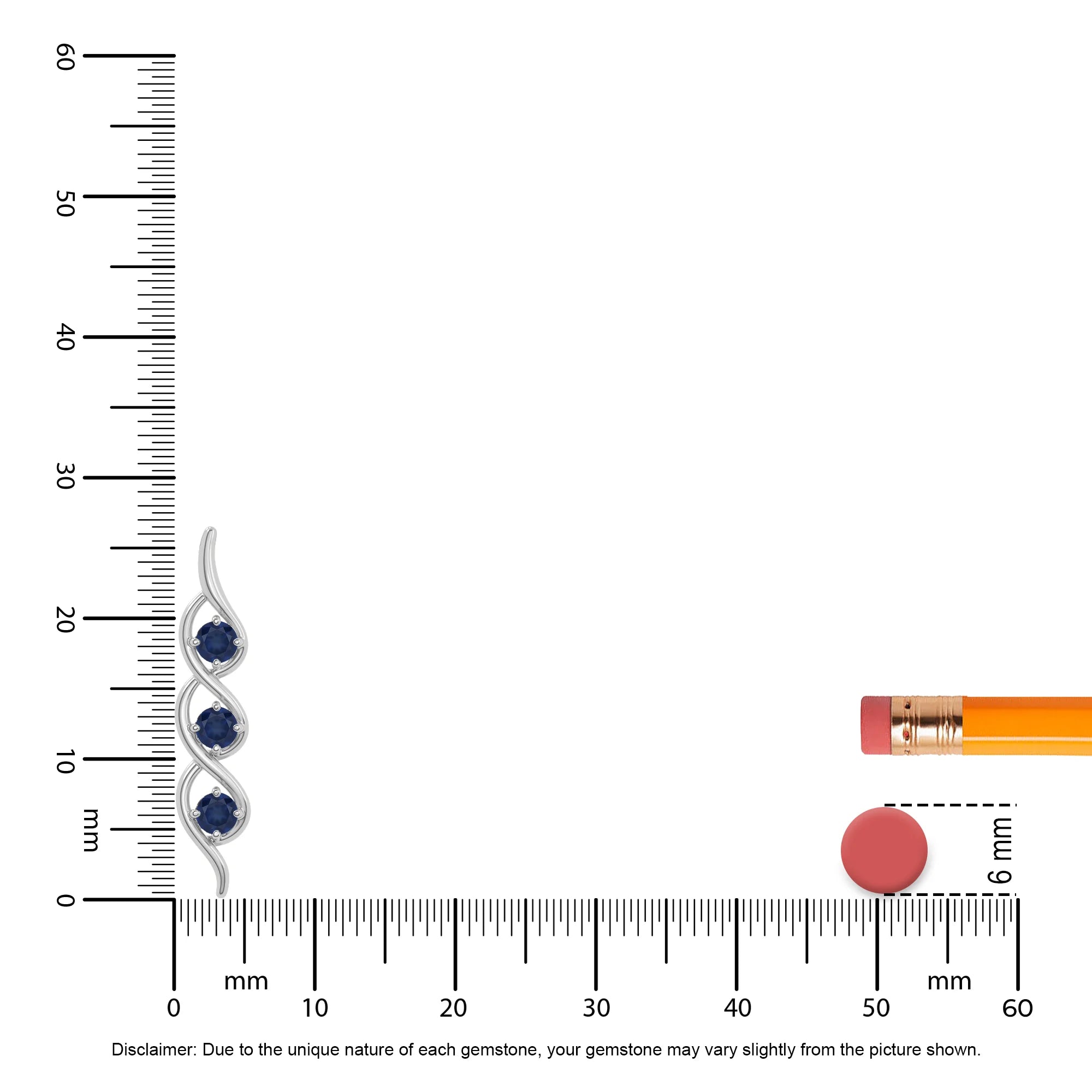 natural blue-sapphire 3 stone helix necklaces in sterling silver 