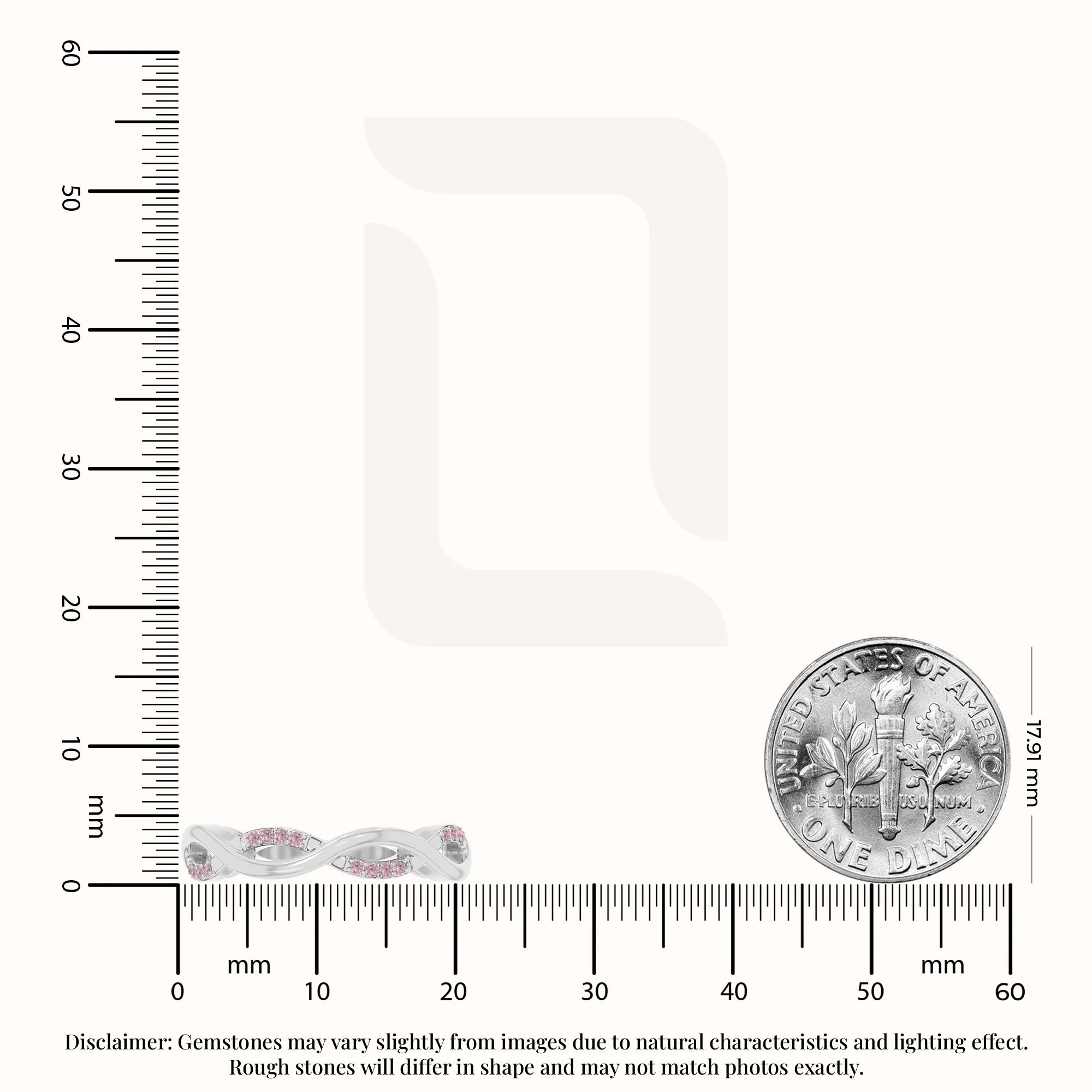 natural pink tourmaline twisted wedding band rings in sterling silver 