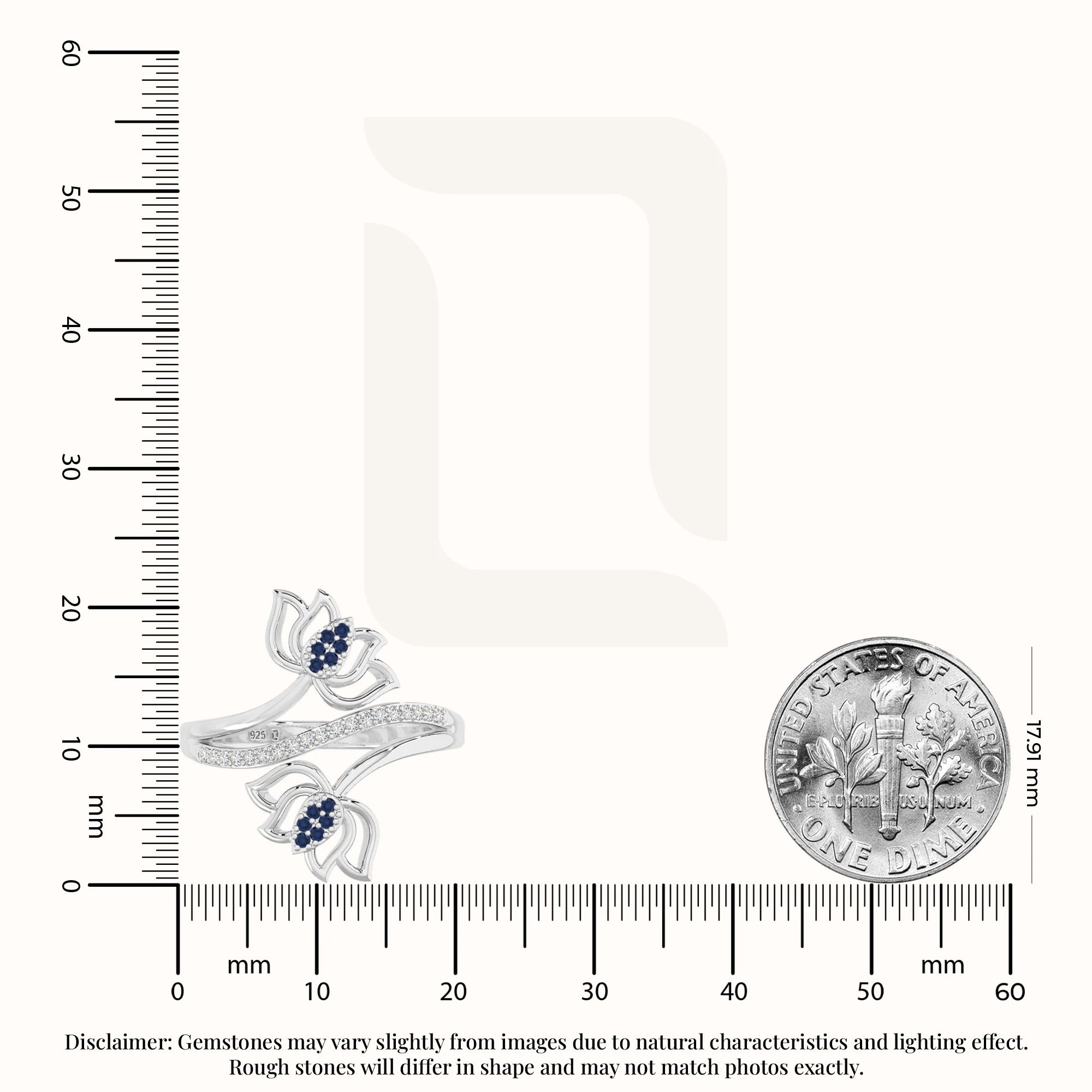 natural blue sapphire lotus blossom rings in sterling silver 