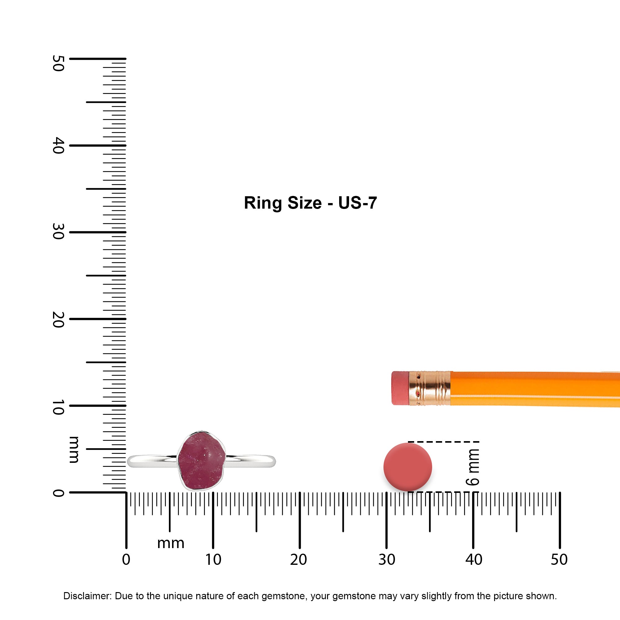 ruby rough shape stackable bezel-set ring