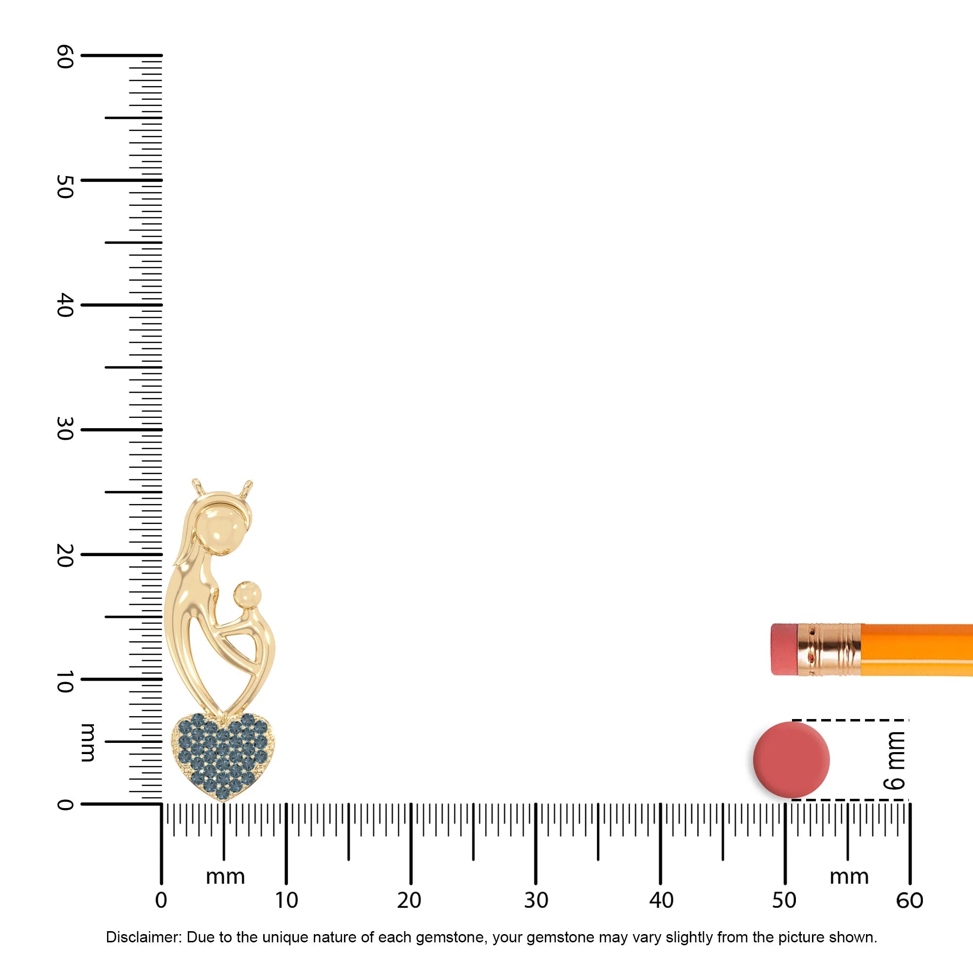 natural london-blue-topaz mother child heart necklaces in yellow gold vermeil 