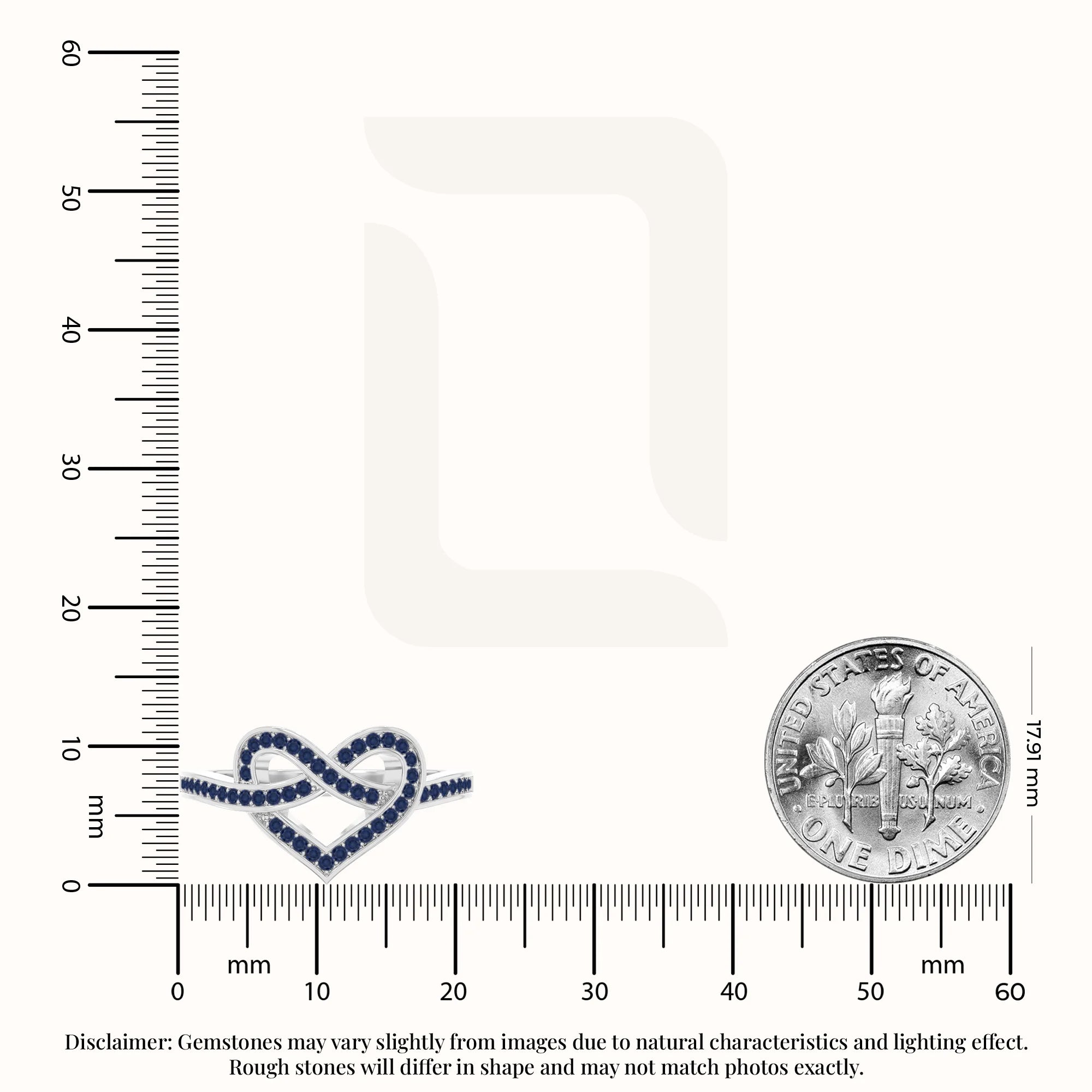 natural blue sapphire infinity knot heart promise rings in sterling silver 