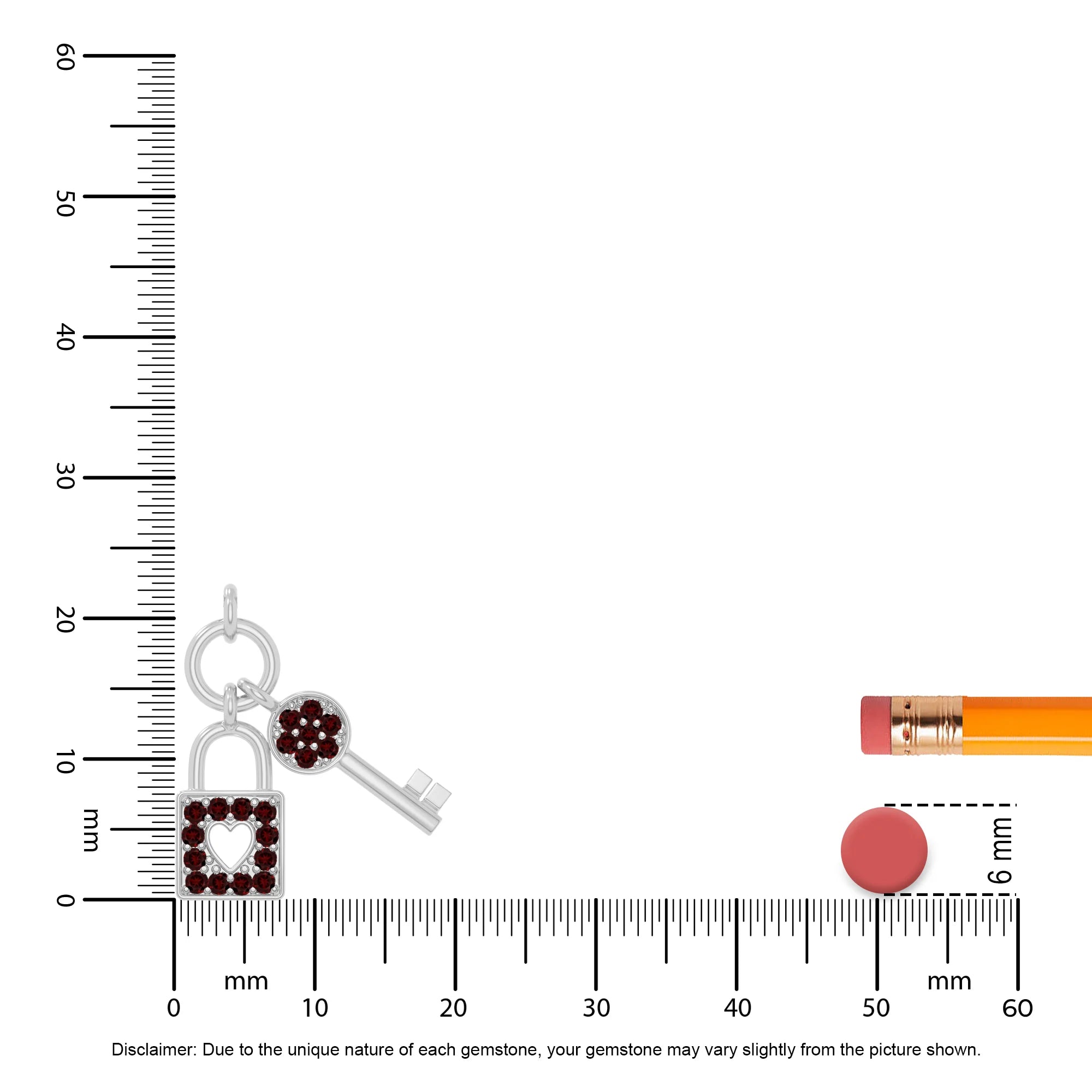 natural garnet lock & key necklaces in sterling silver 