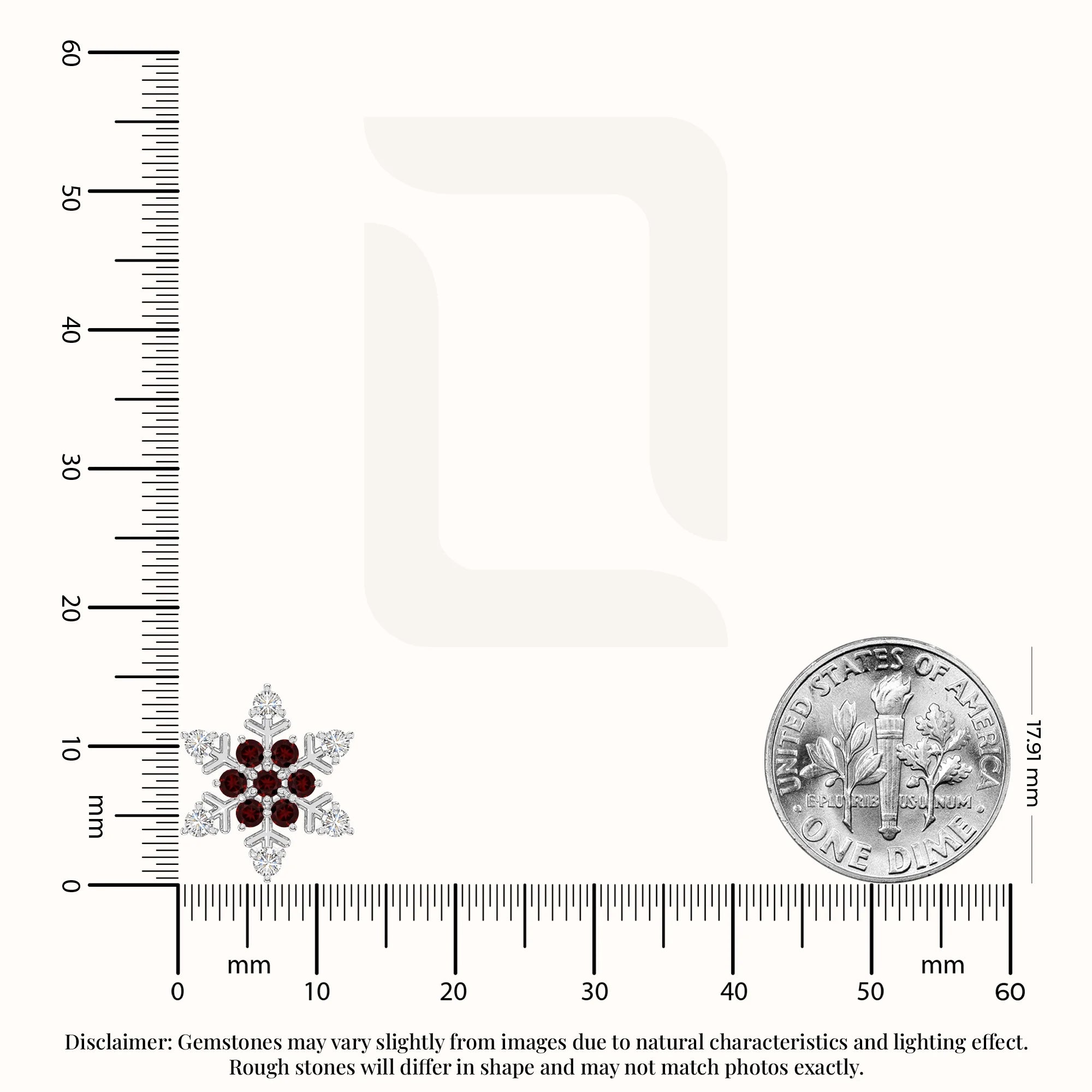 natural garnet snowflake stud earrings in sterling silver 