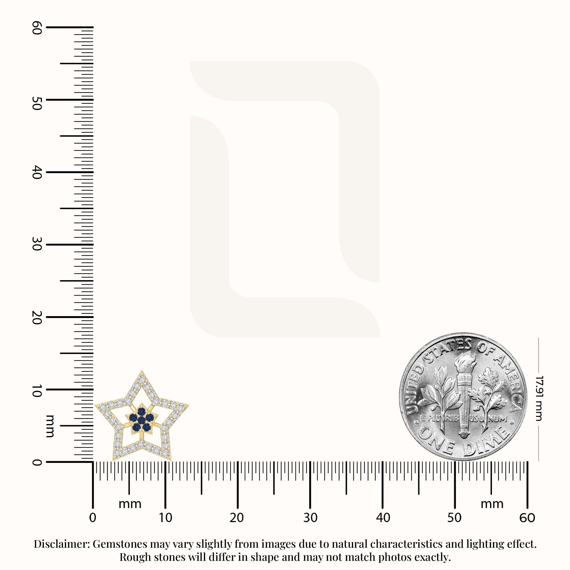 natural blue-sapphire star stud earrings in yellow gold vermeil 