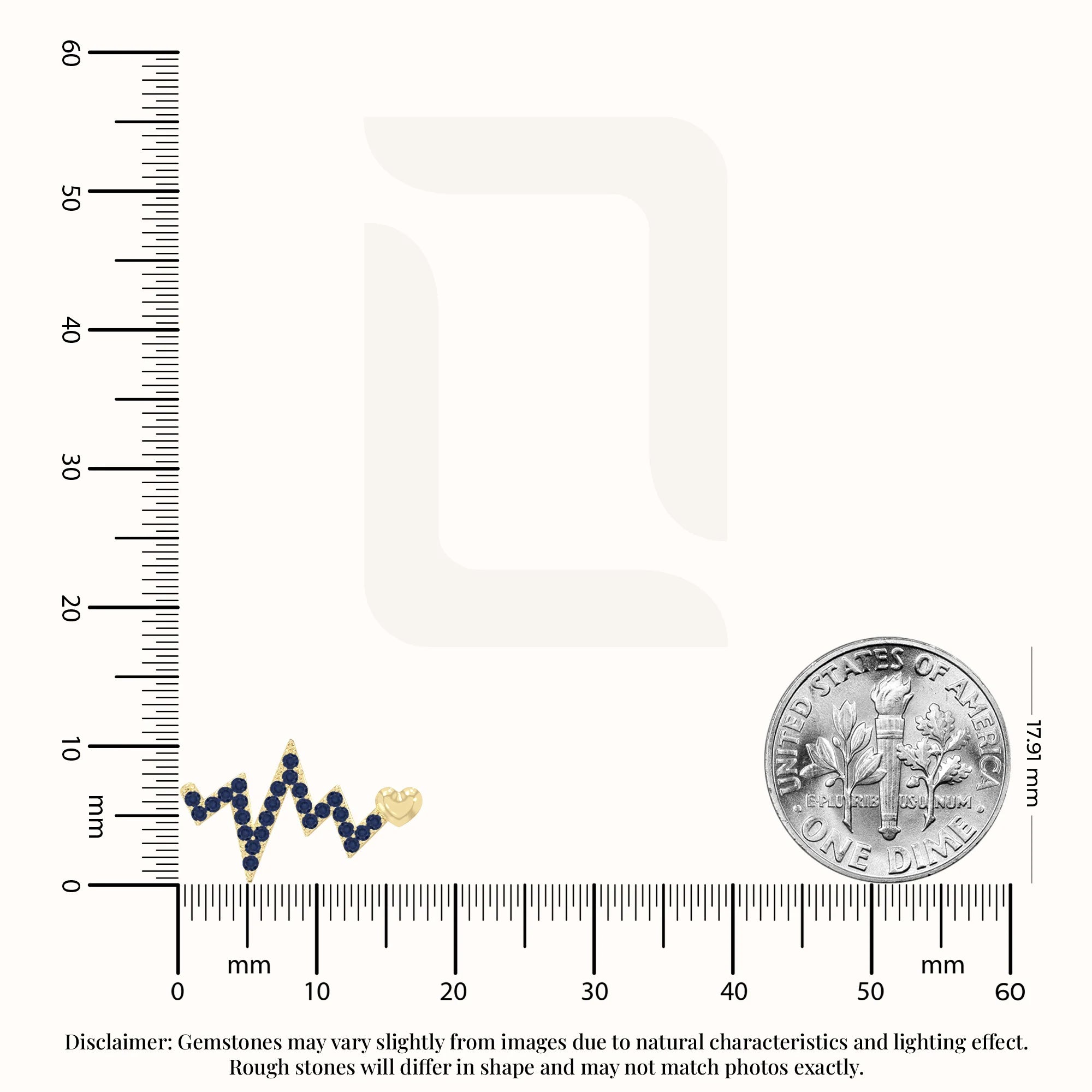 natural blue-sapphire heartbeat stud earrings in yellow gold vermeil 