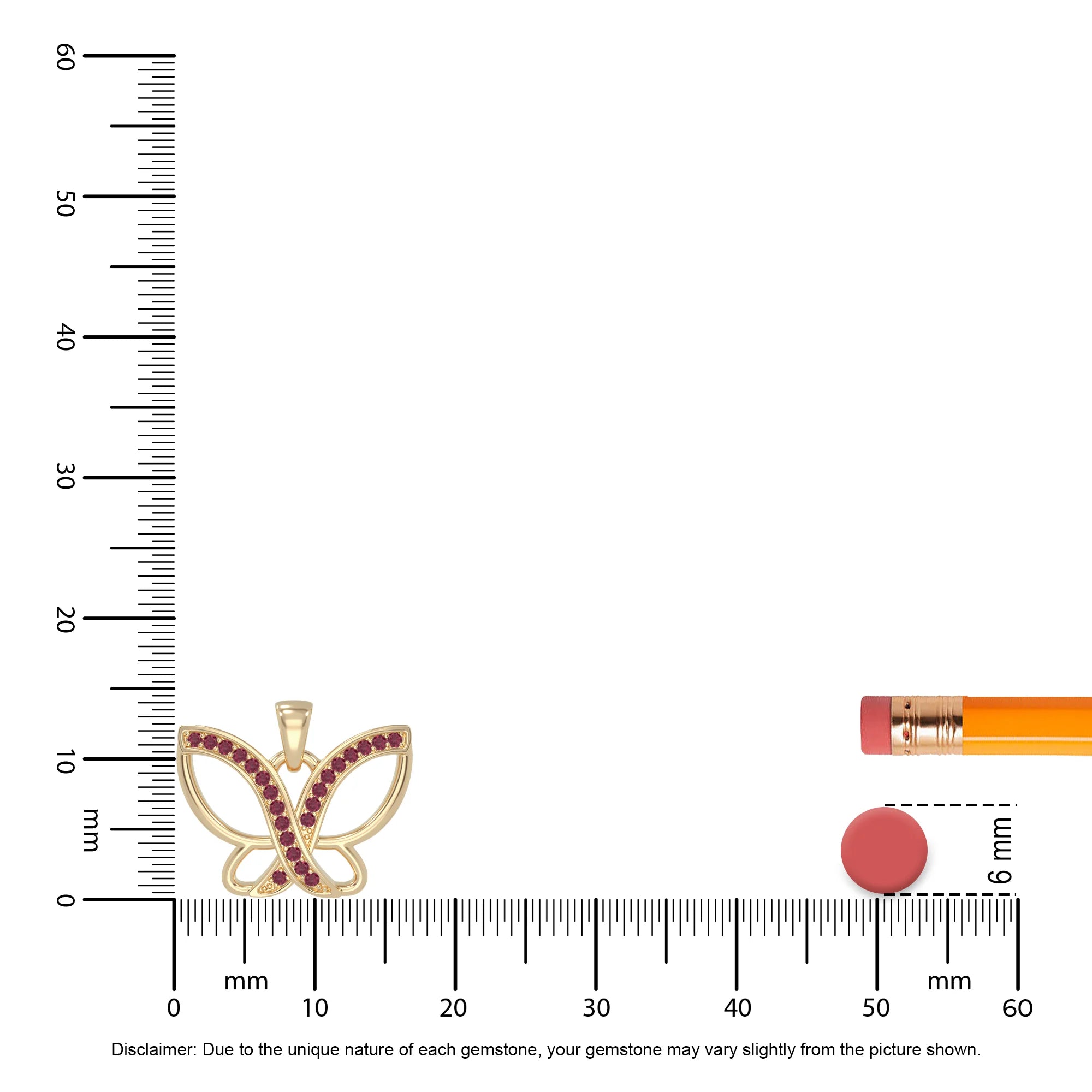 natural ruby butterfly necklaces in yellow gold vermeil 