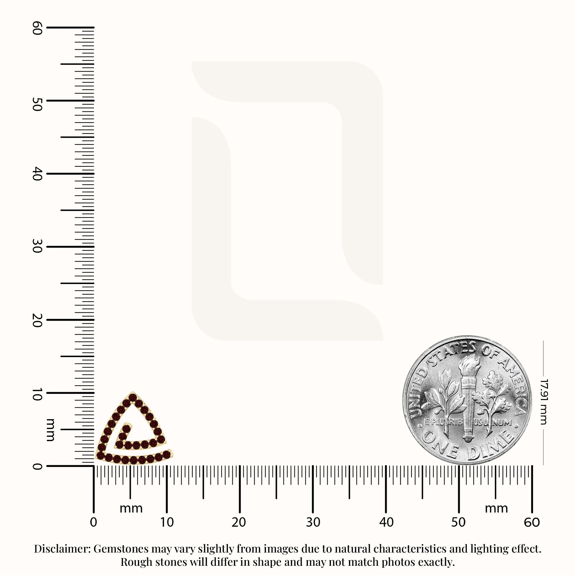 natural garnet triangle stud earrings in yellow gold vermeil 