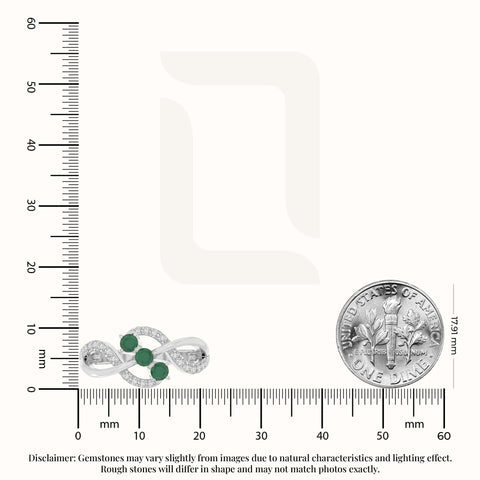natural emerald infinity promise rings in sterling silver 