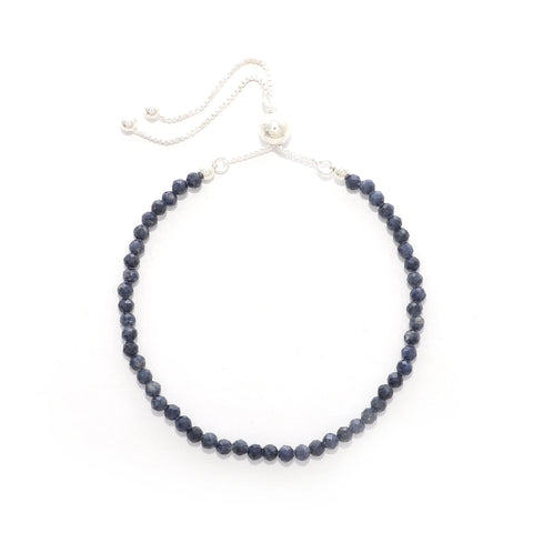 natural blue-sapphire round shape bolo bracelet