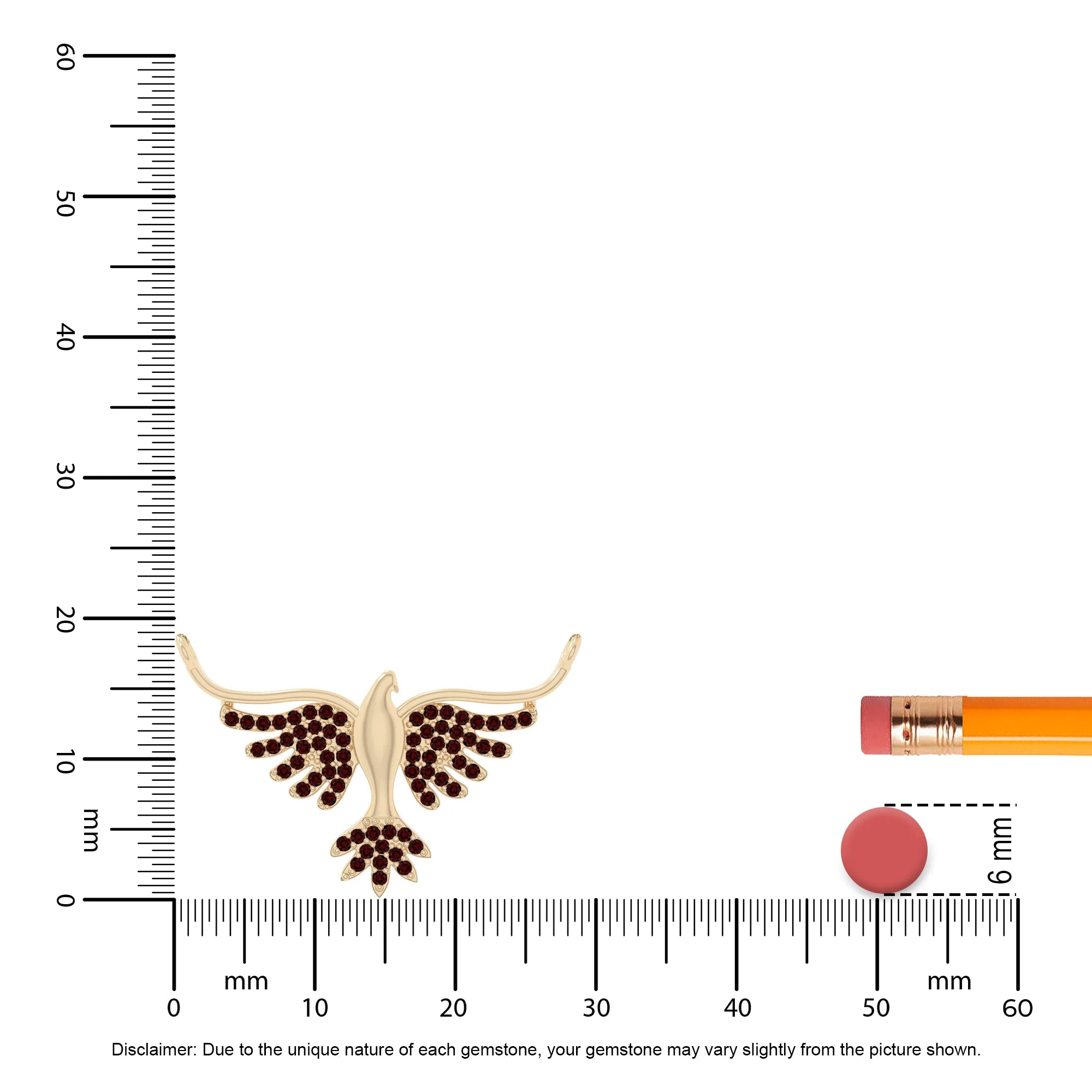 natural garnet phoenix eagle necklaces in yellow gold vermeil 