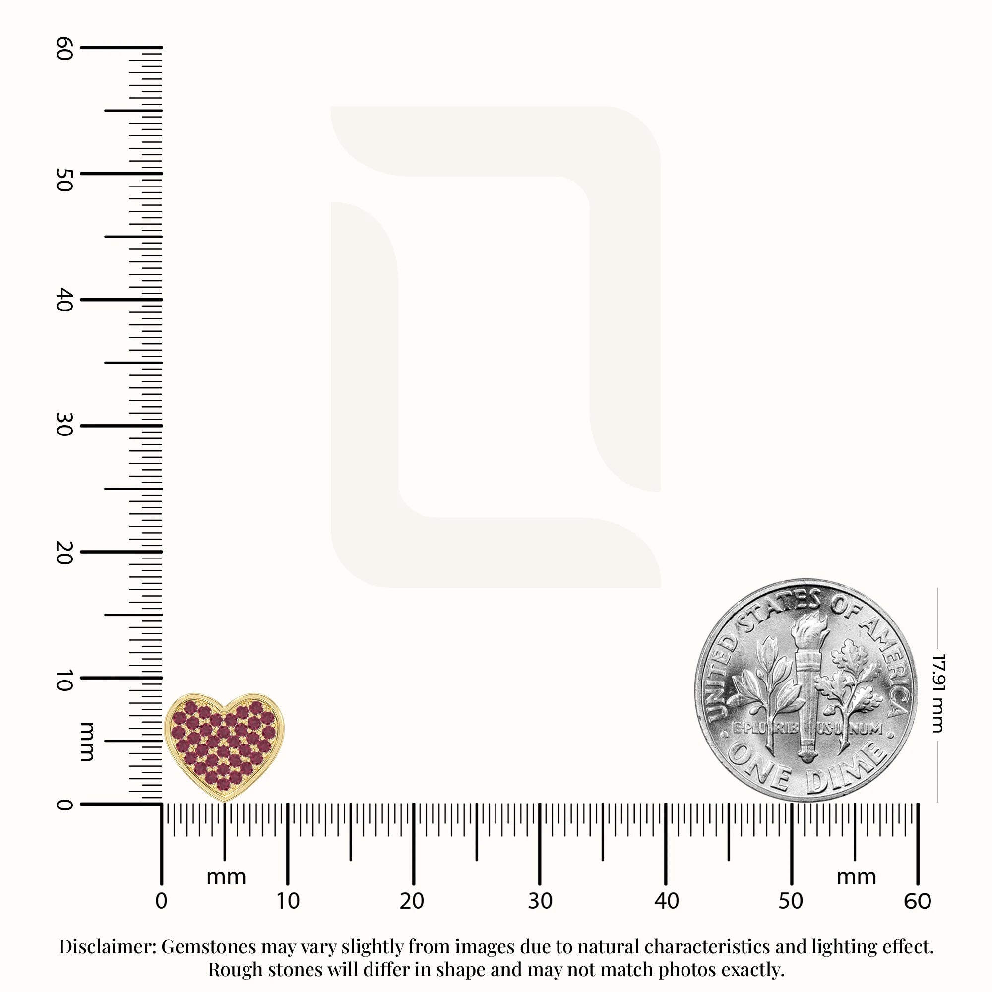 natural ruby heart stud earrings in yellow gold vermeil 