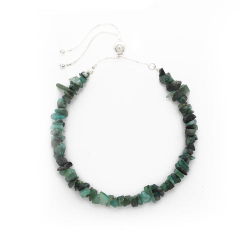 natural emerald rough shape bolo bracelet