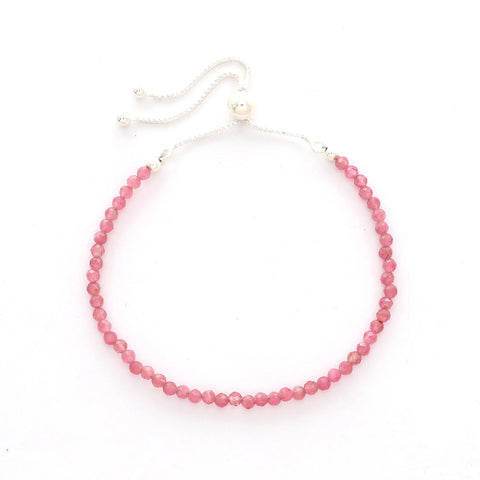 natural pink-tourmaline round shape bolo bracelet