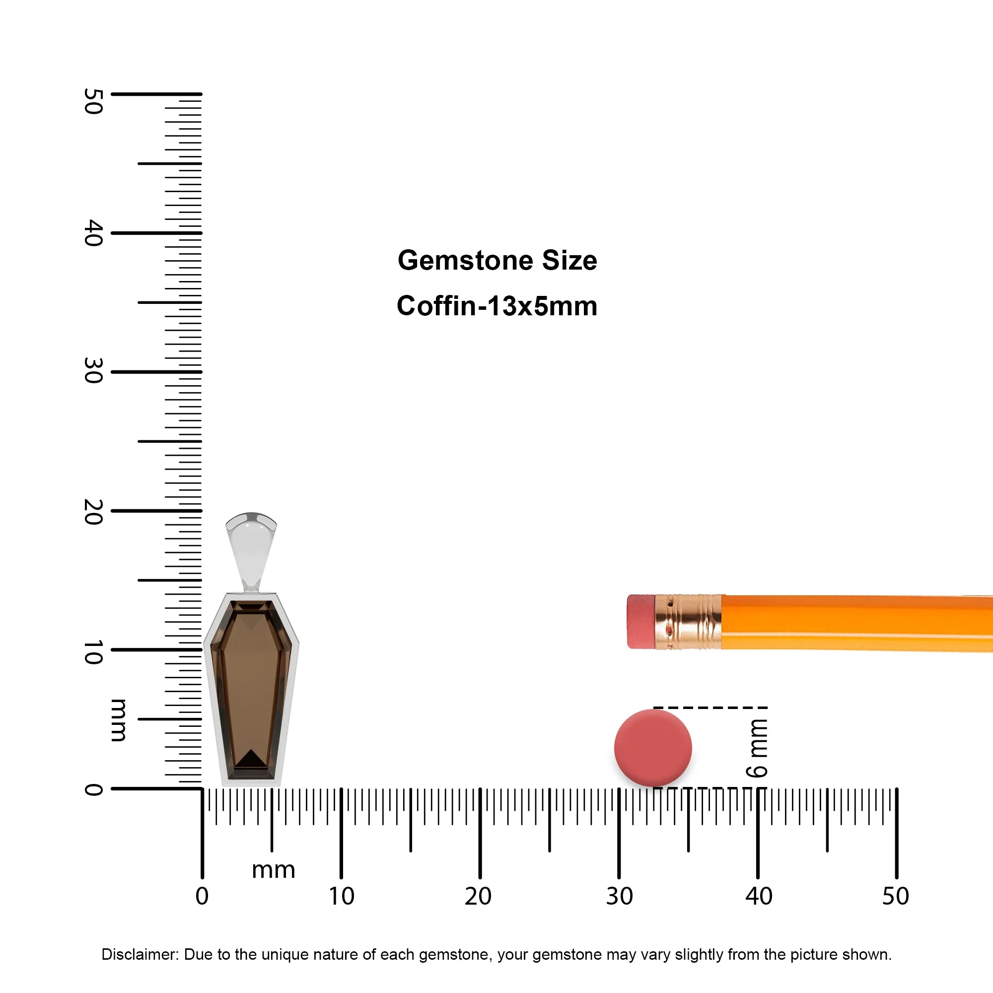 natural smoky-quartz coffin shape pendant necklace