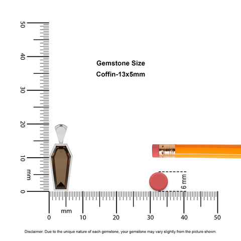 natural smoky-quartz coffin shape pendant necklace