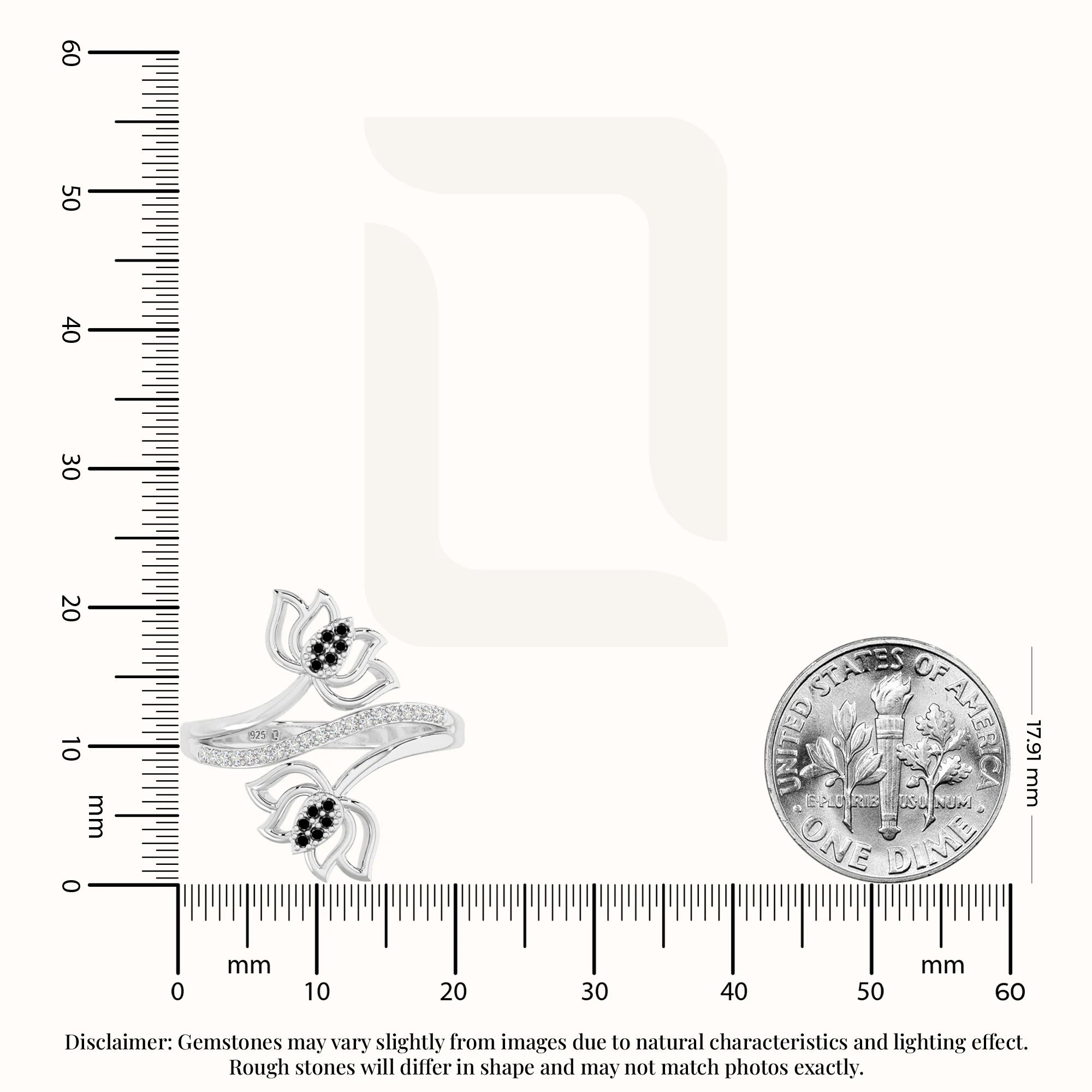 natural black onyx lotus blossom rings in sterling silver 