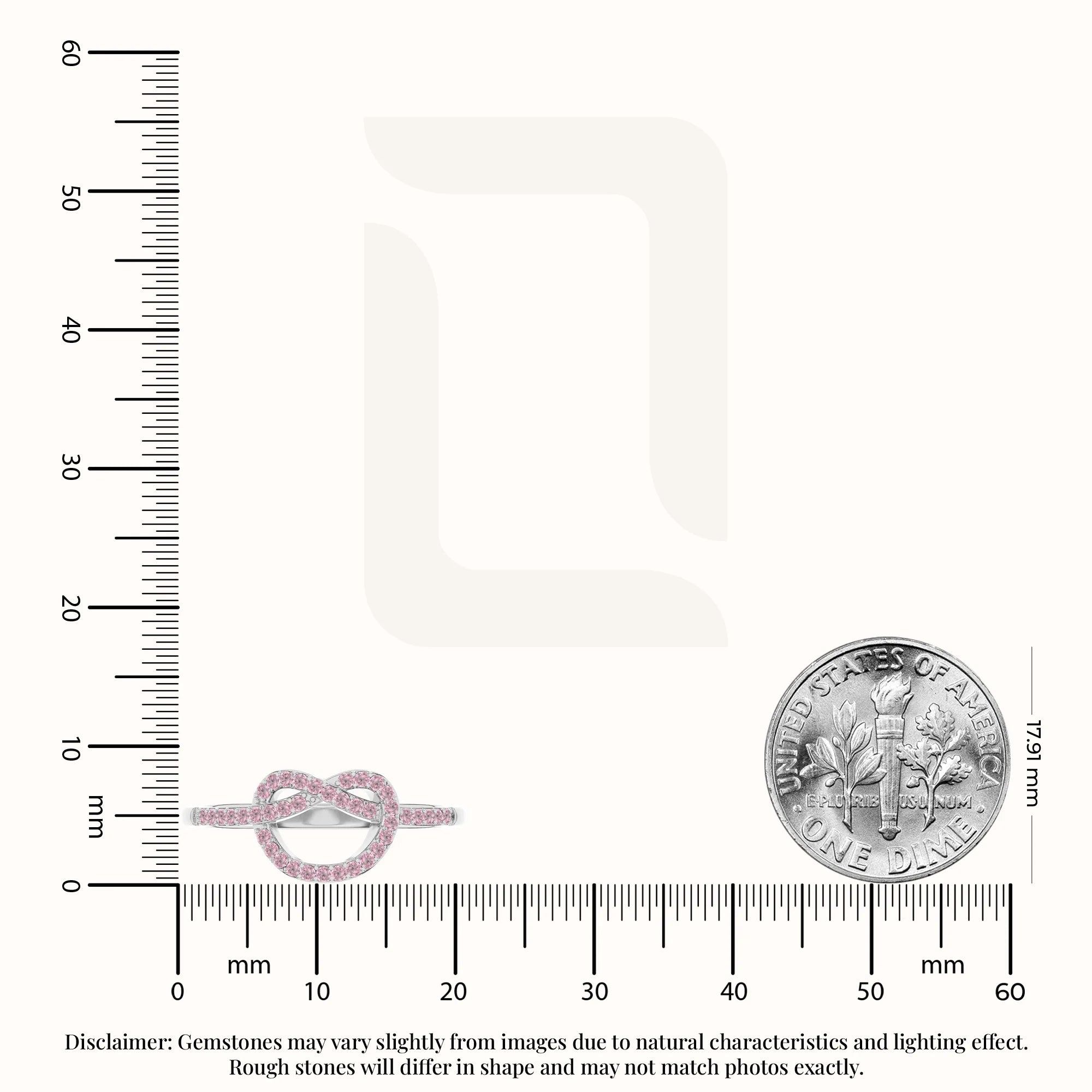 natural pink tourmaline infinity knot promise rings in sterling silver 