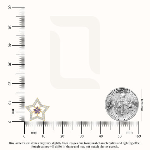 natural amethyst star stud earrings in yellow gold vermeil 