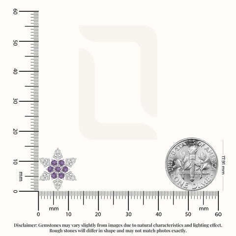 natural amethyst snowflake stud earrings in sterling silver 