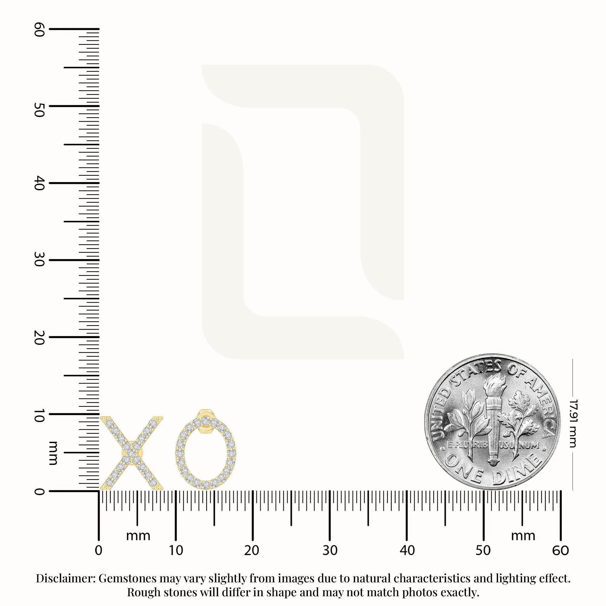 moissanite xo stud earrings in yellow gold vermeil 