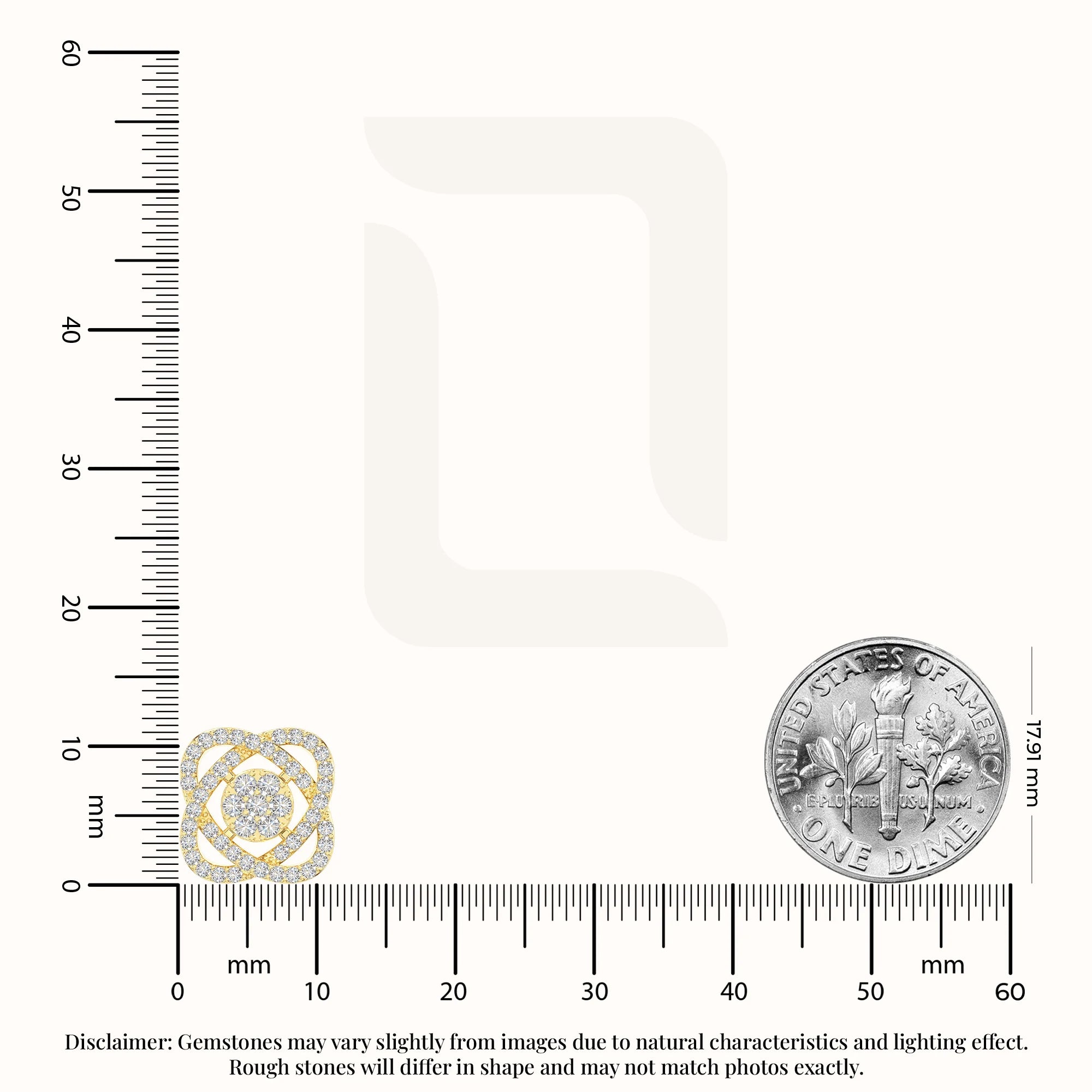 moissanite inner power stud earrings in yellow gold vermeil 