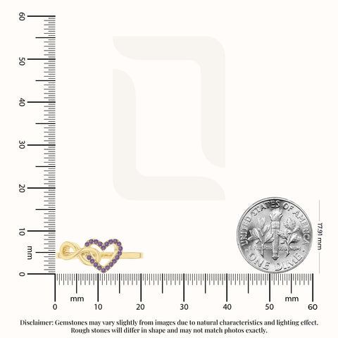 natural amethyst infinity heart promise rings in yellow gold vermeil