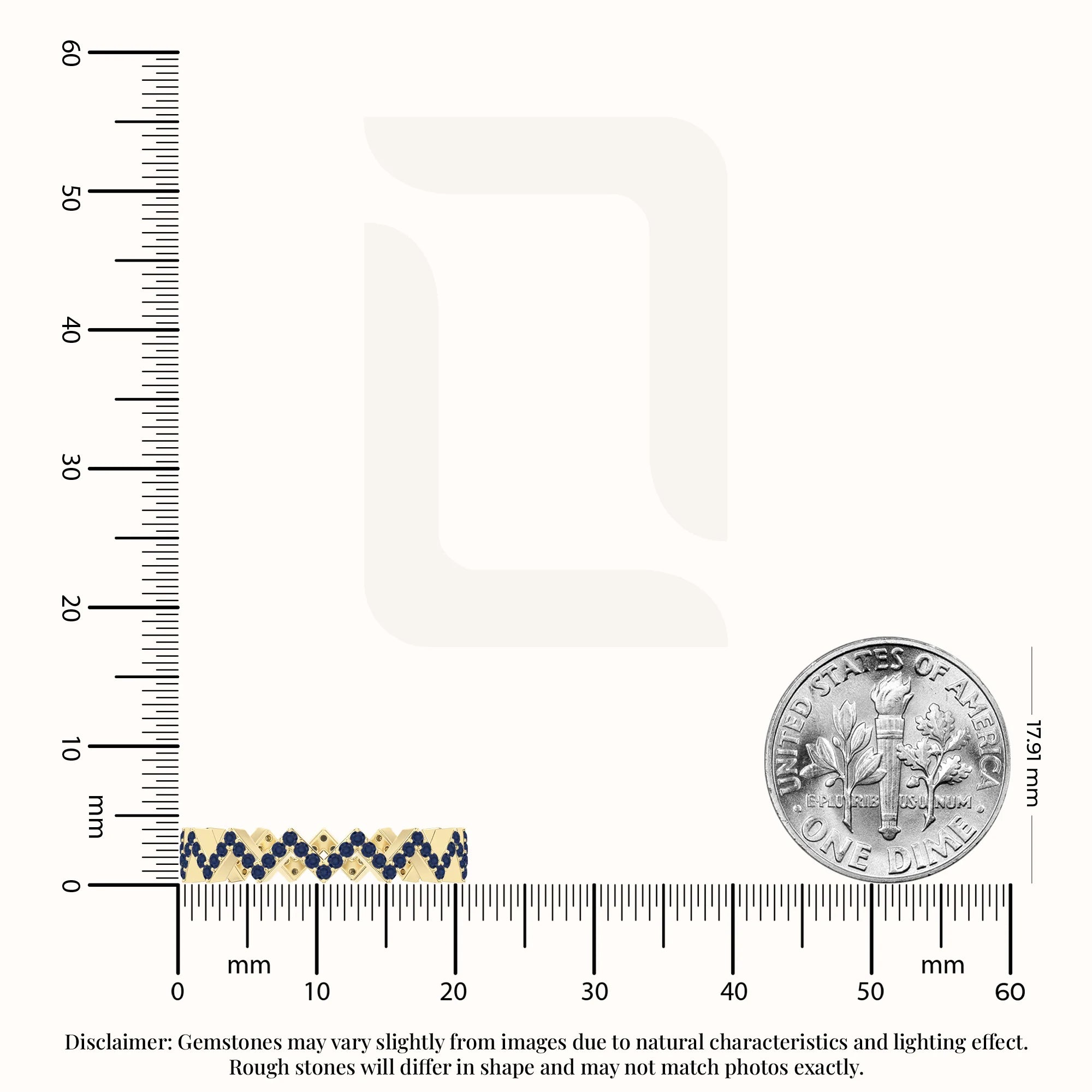 natural blue sapphire zig-zag wedding band rings in yellow gold vermeil