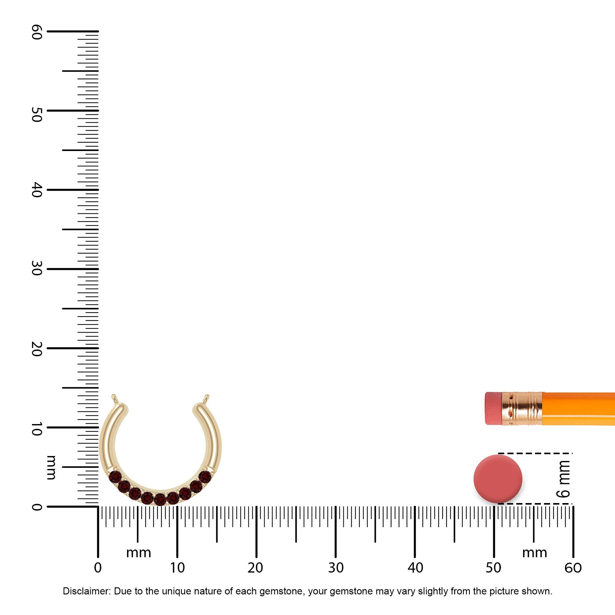 natural garnet horse shoe necklaces in yellow gold vermeil 