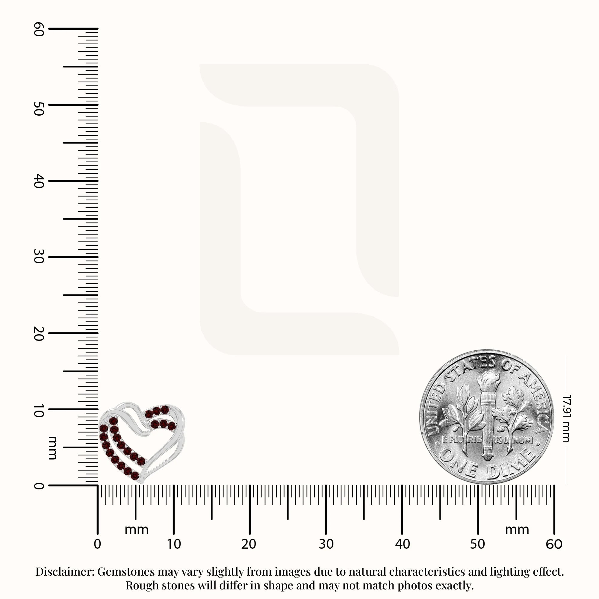 natural garnet heart-in-heart stud earrings in sterling silver 