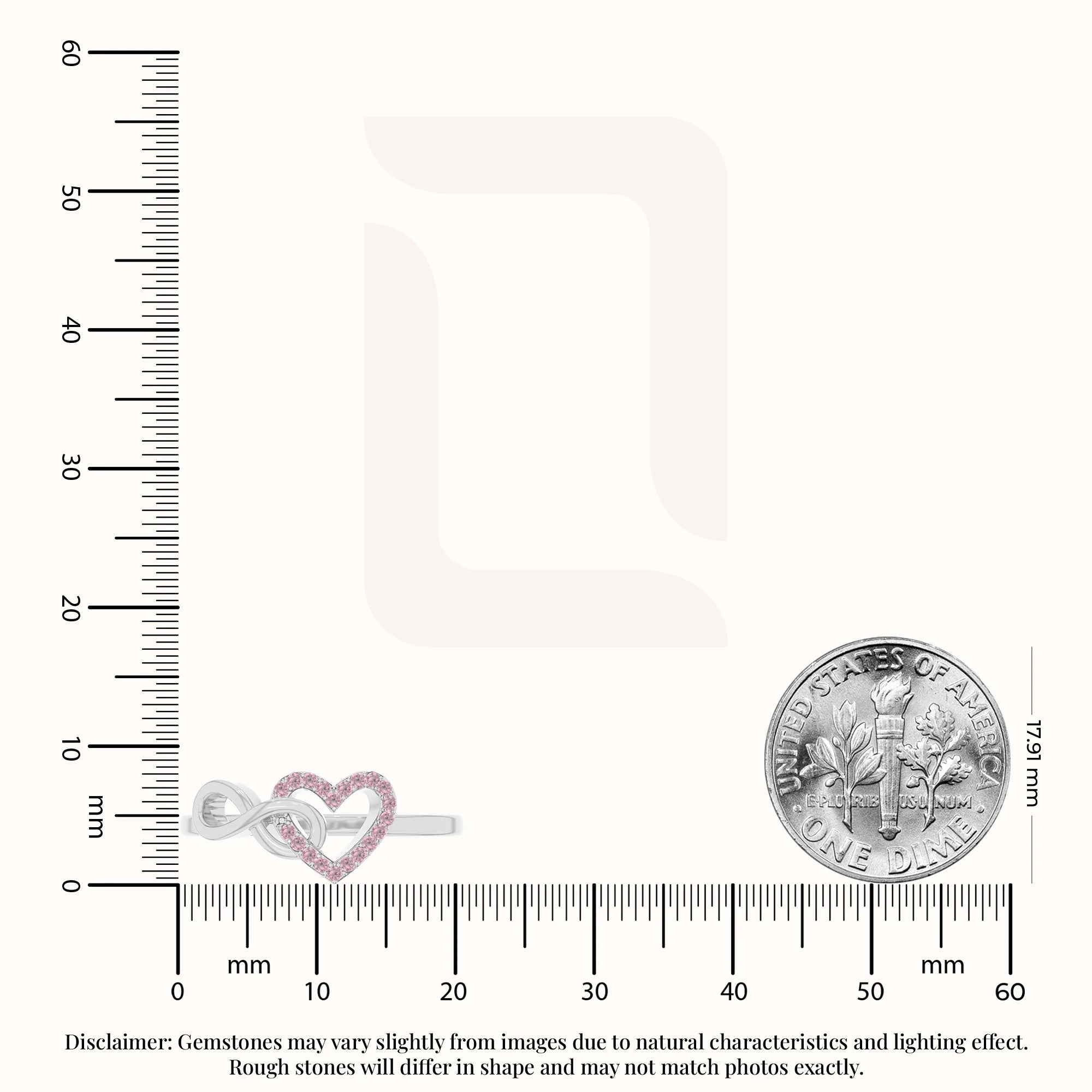 natural pink tourmaline infinity heart promise rings in sterling silver 