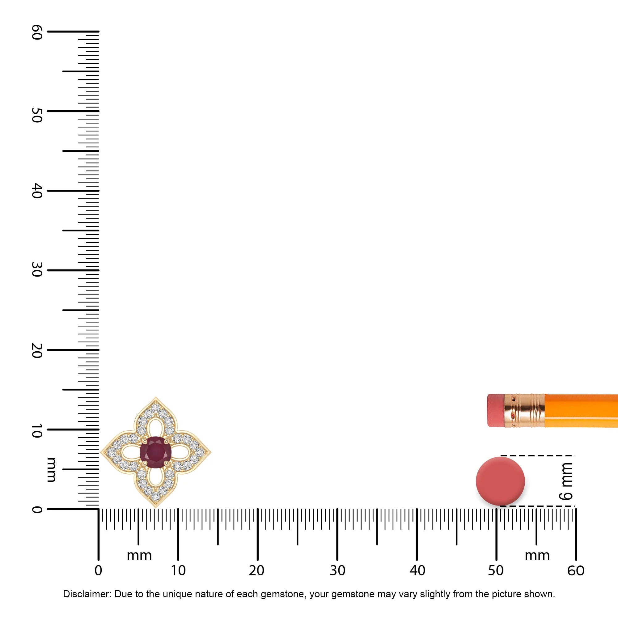 natural ruby 4 petal flower necklaces in yellow gold vermeil 