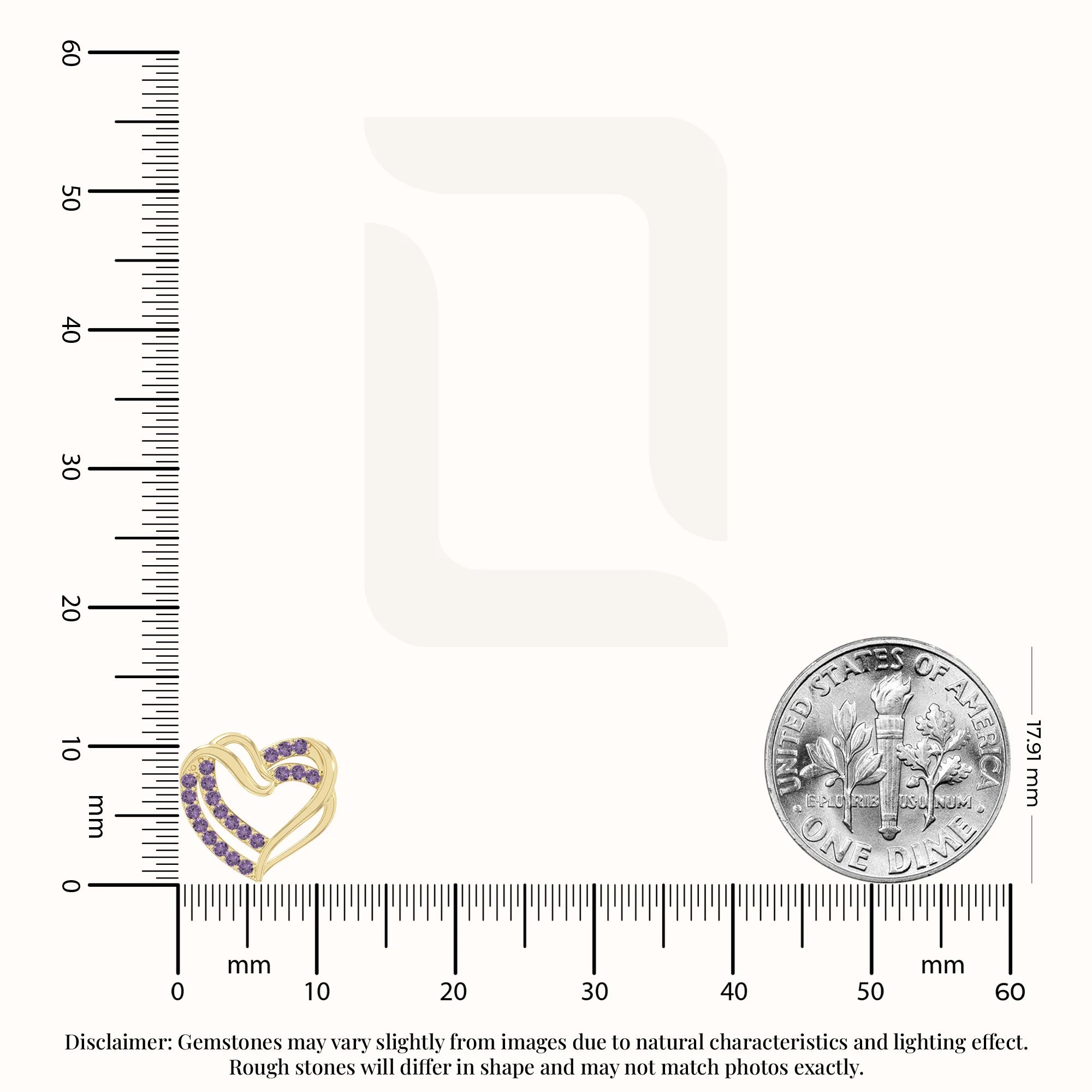 natural amethyst heart-in-heart stud earrings in yellow gold vermeil 