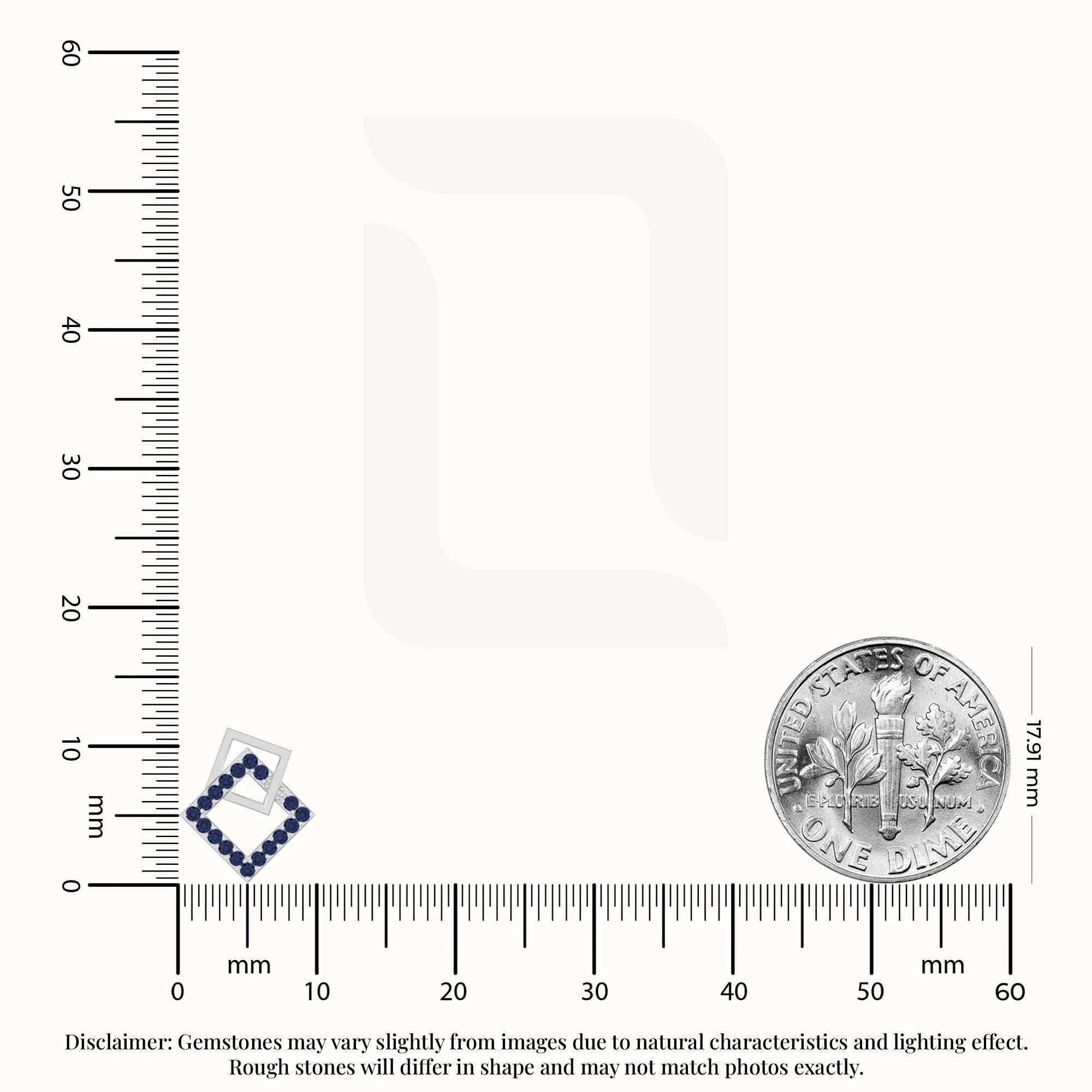 natural blue-sapphire square stud earrings in sterling silver 