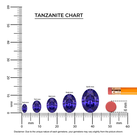 lab-grown tanzanite oval half eterity solitaire engagement ring