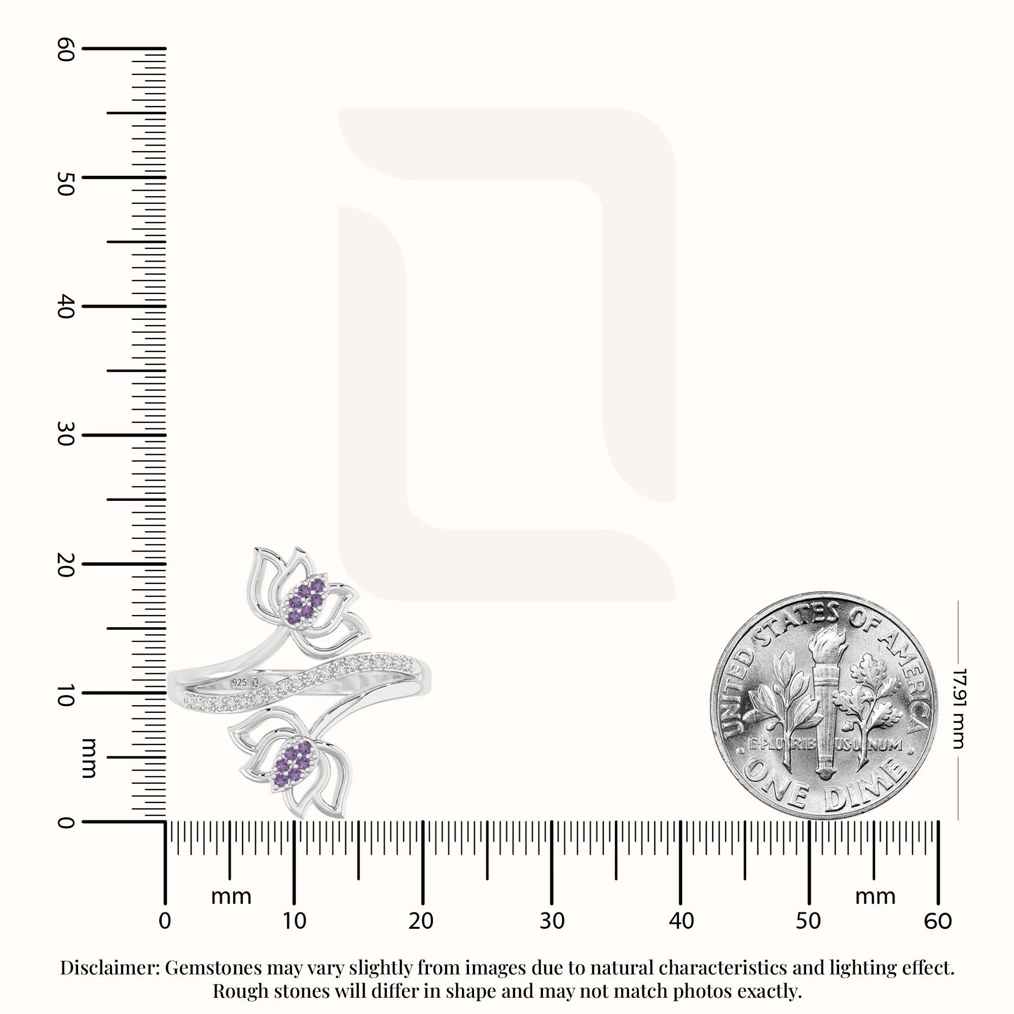 natural amethyst lotus blossom rings in sterling silver 