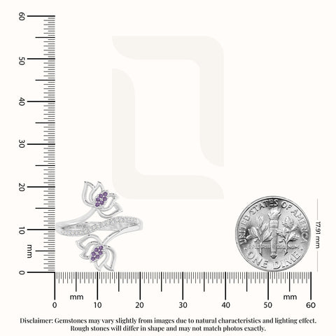 natural amethyst lotus blossom rings in sterling silver 