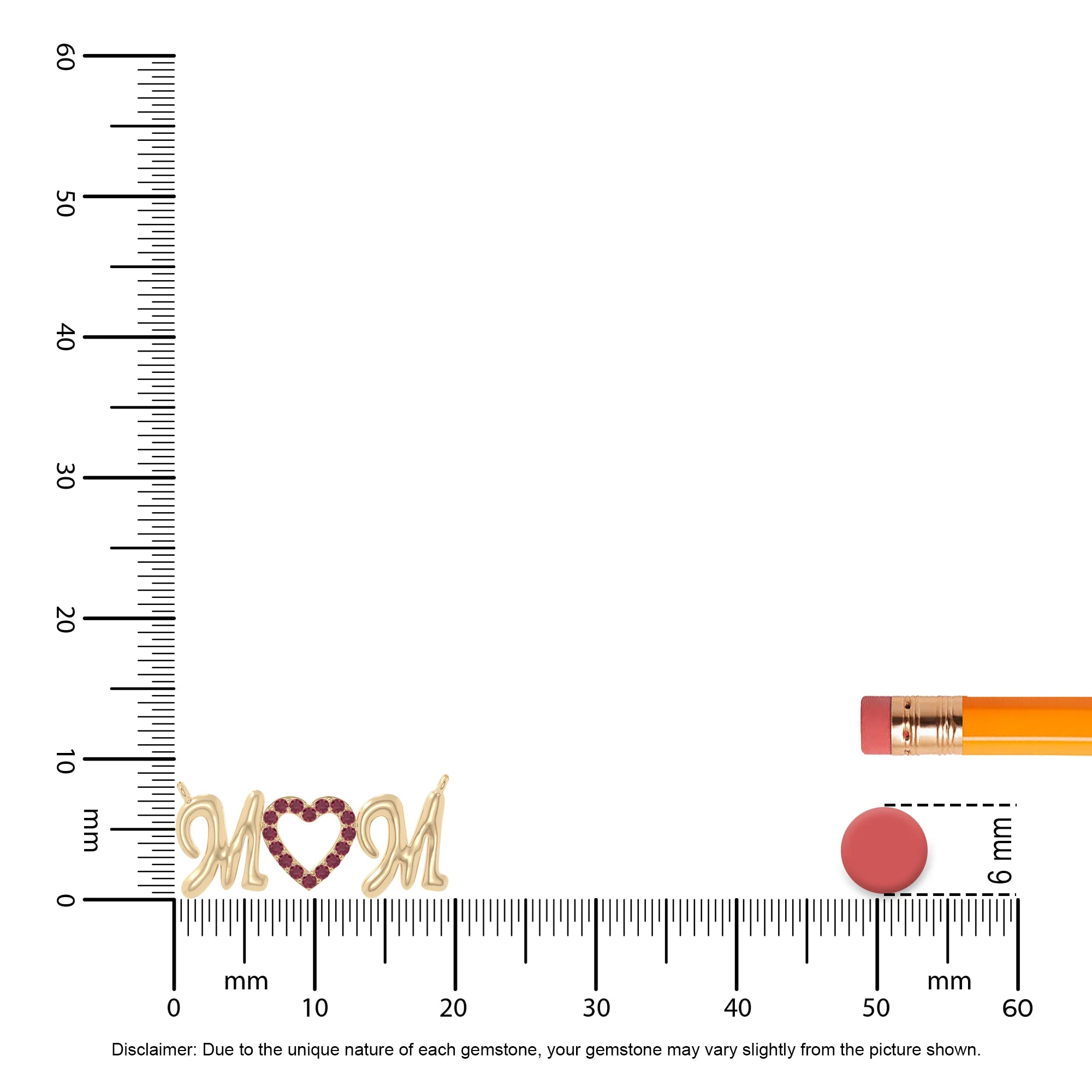 natural ruby mom heart necklaces in yellow gold vermeil 